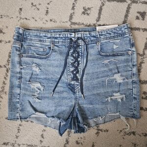 AE Tie Front Super High Rise Shortie Sz 12